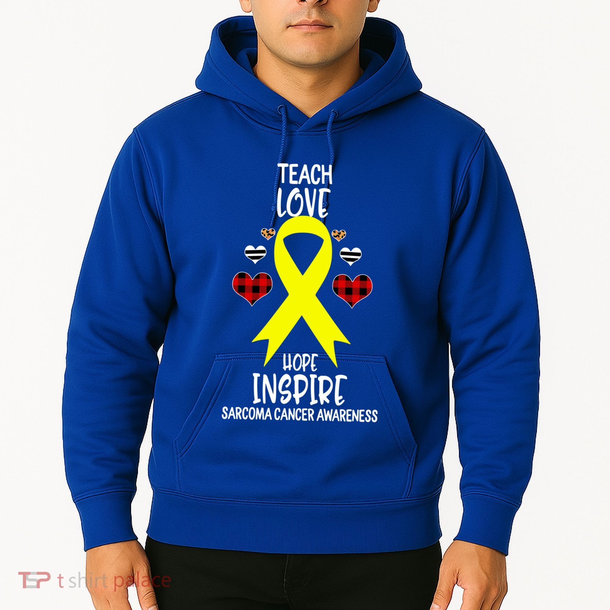 Sarcoma Cancer Awareness Teach Ribbon Love Hope Inspire Gift Hoodie