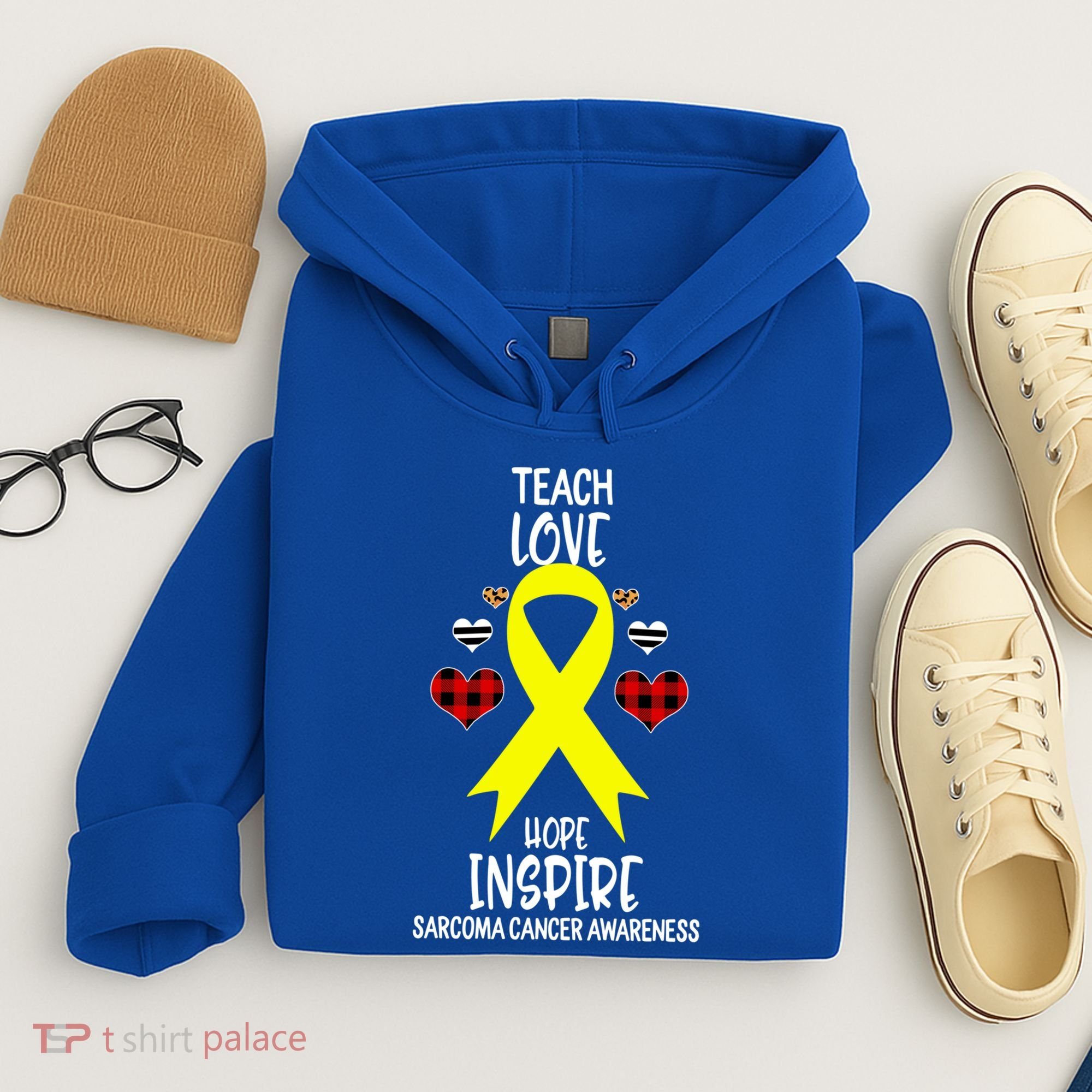 Sarcoma Cancer Awareness Teach Ribbon Love Hope Inspire Gift Hoodie