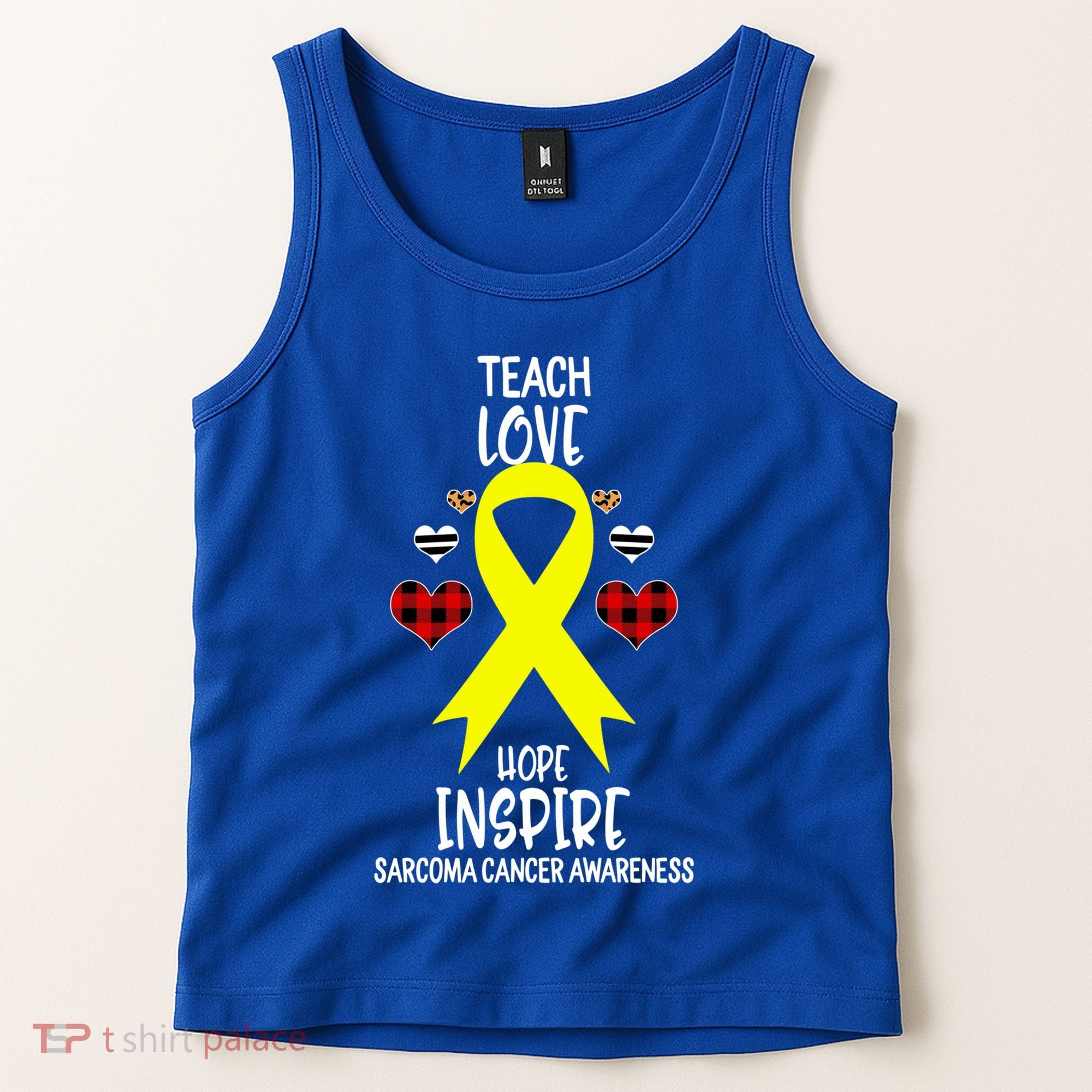 Sarcoma Cancer Awareness Teach Ribbon Love Hope Inspire Gift Tank Top