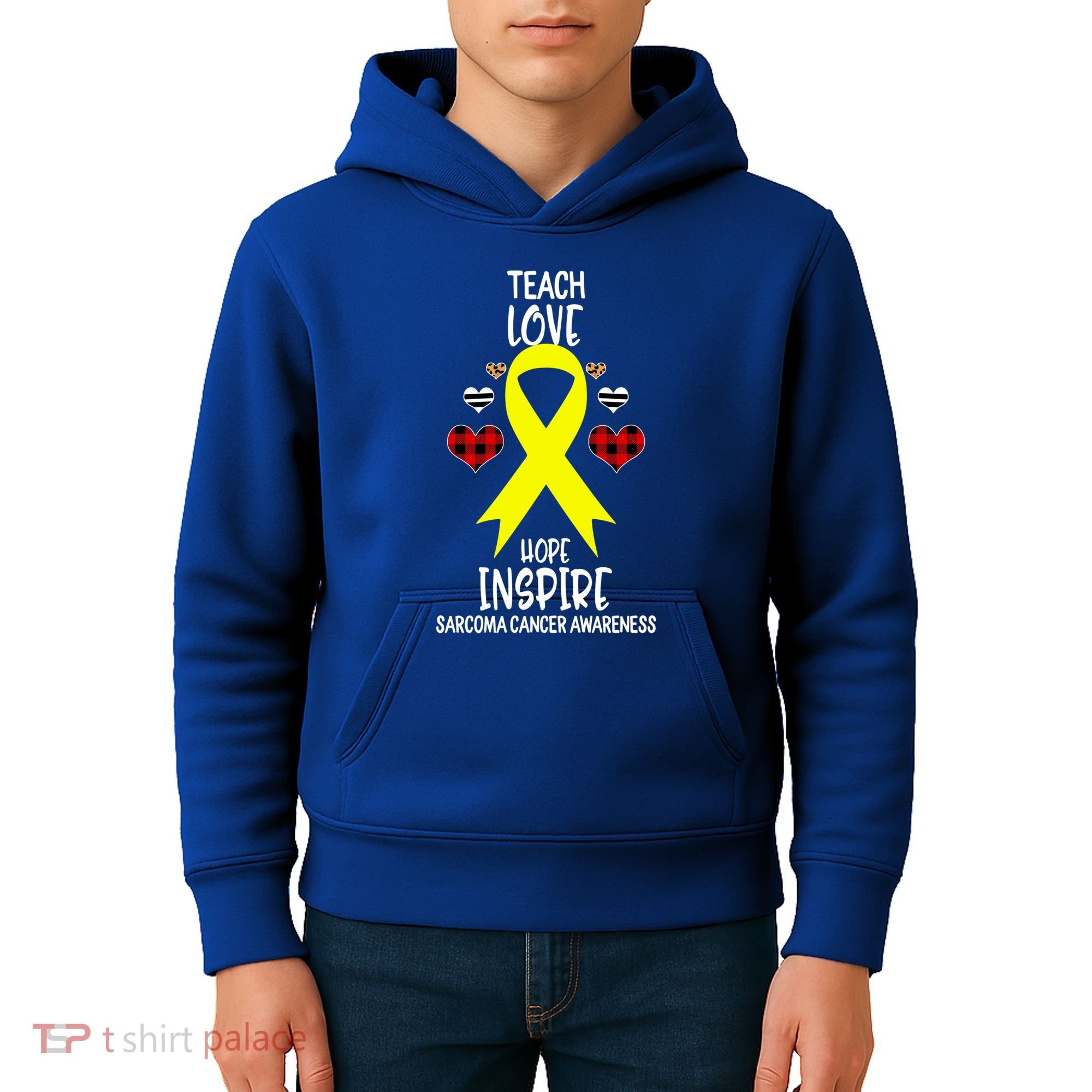 Sarcoma Cancer Awareness Teach Ribbon Love Hope Inspire Gift Kids Hoodie
