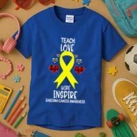 Sarcoma Cancer Awareness Teach Ribbon Love Hope Inspire Gift Kids T-Shirt thumb 3