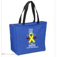 Sarcoma Cancer Awareness Teach Ribbon Love Hope Inspire Gift Tote Bag thumb 2