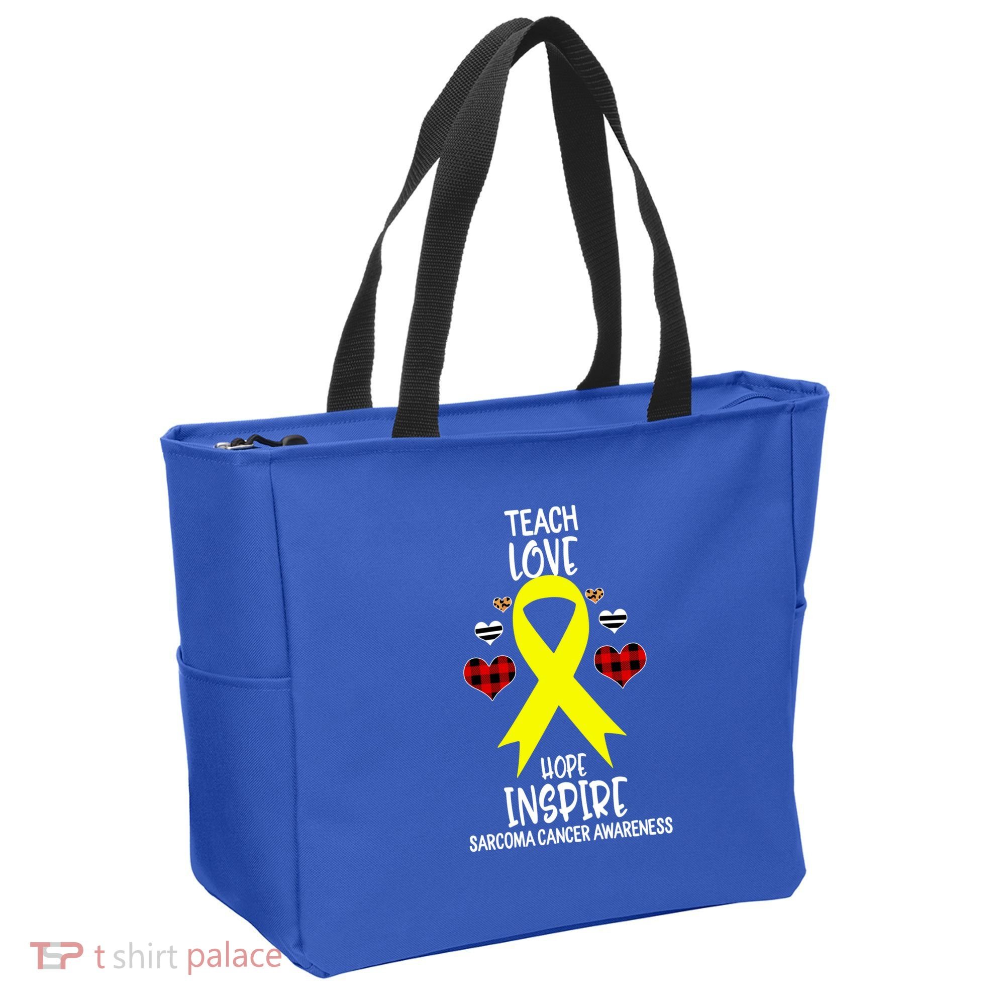 Sarcoma Cancer Awareness Teach Ribbon Love Hope Inspire Gift Tote Bag