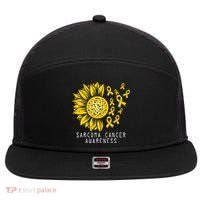 Sarcoma Cancer Awareness Sunflower Yellow Ribbon Sarcoma 7 Panel Mesh Trucker Snapback Hat thumb 0