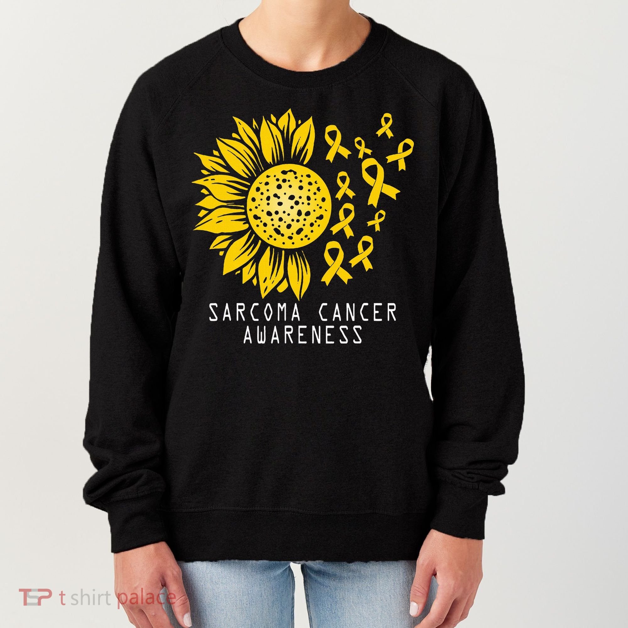 Sarcoma Cancer Awareness Sunflower Yellow Ribbon Sarcoma Women's Sweatshirt