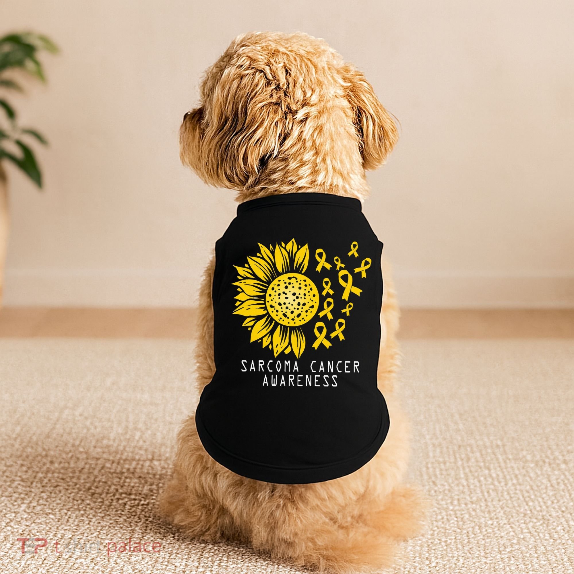 Sarcoma Cancer Awareness Sunflower Yellow Ribbon Sarcoma Doggie Tank