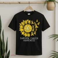 Sarcoma Cancer Awareness Sunflower Yellow Ribbon Sarcoma T-Shirt thumb 2