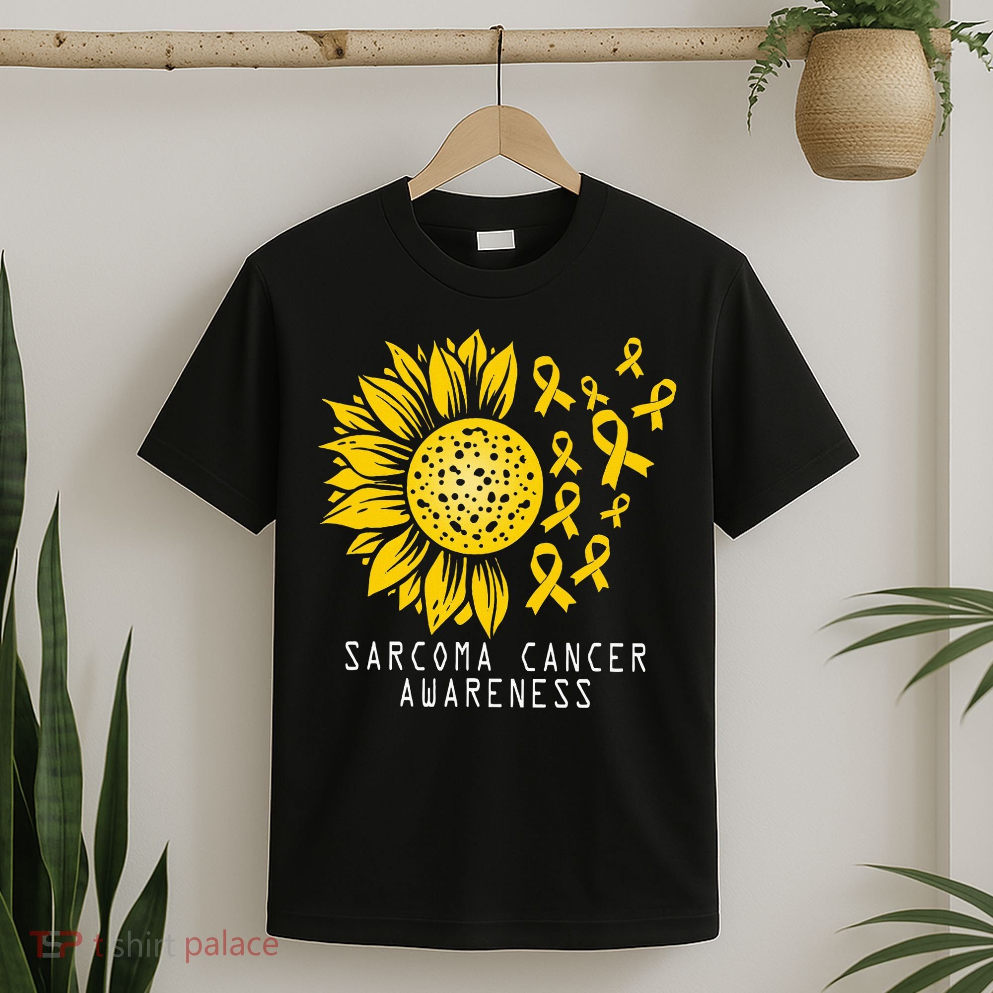 Sarcoma Cancer Awareness Sunflower Yellow Ribbon Sarcoma T-Shirt