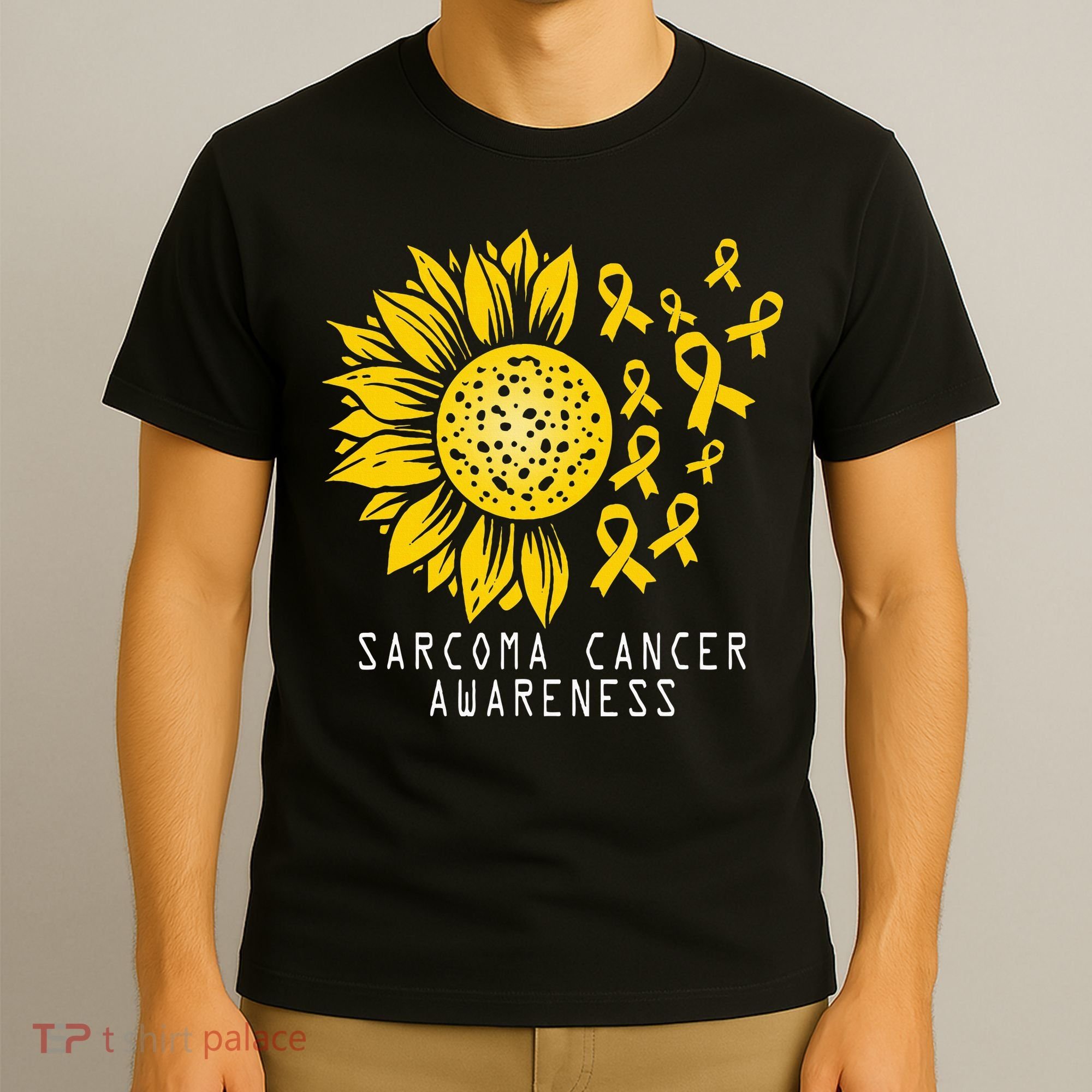 Sarcoma Cancer Awareness Sunflower Yellow Ribbon Sarcoma T-Shirt