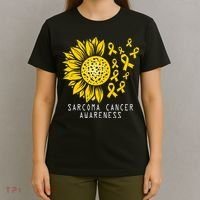 Sarcoma Cancer Awareness Sunflower Yellow Ribbon Sarcoma T-Shirt thumb 4
