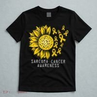 Sarcoma Cancer Awareness Sunflower Yellow Ribbon Sarcoma T-Shirt thumb 5