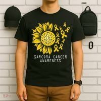 Sarcoma Cancer Awareness Sunflower Yellow Ribbon Sarcoma T-Shirt thumb 6