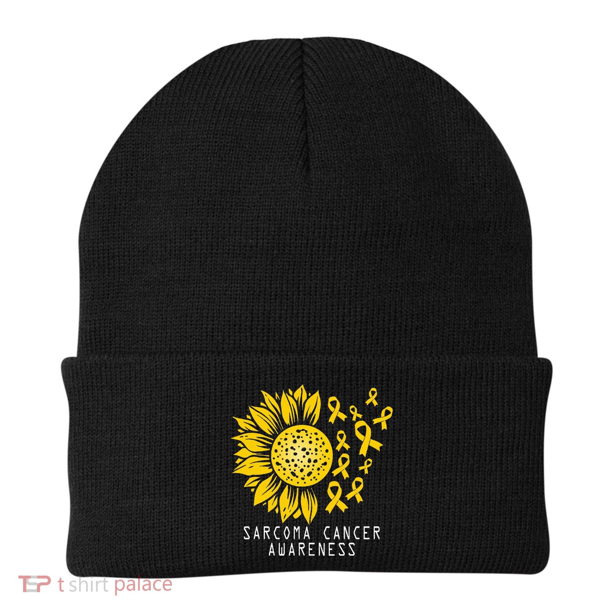Sarcoma Cancer Awareness Sunflower Yellow Ribbon Sarcoma Beanie