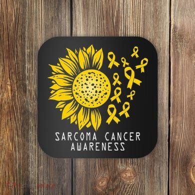 Sarcoma Cancer Awareness Sunflower Yellow Ribbon Sarcoma Coaster