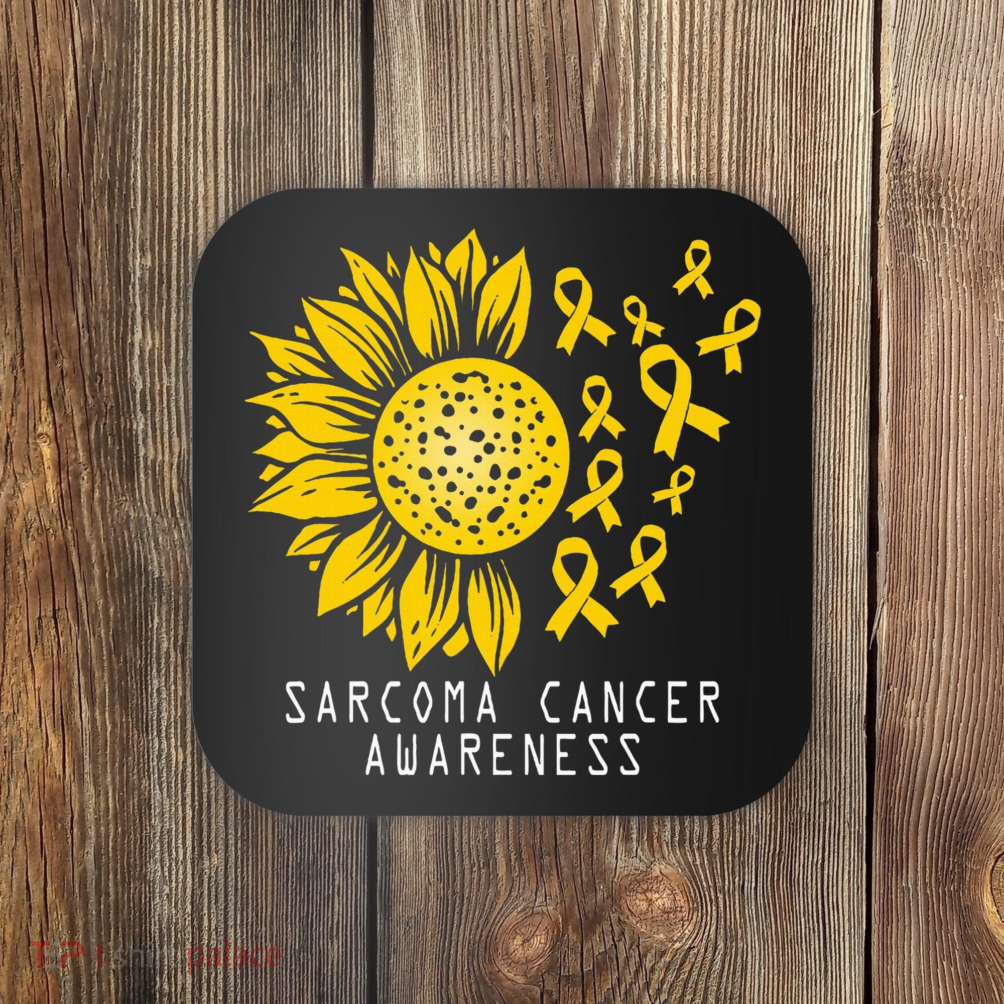 Sarcoma Cancer Awareness Sunflower Yellow Ribbon Sarcoma Coaster