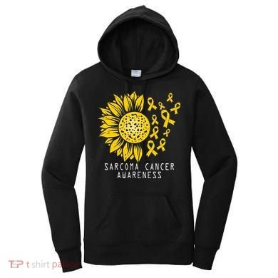 Sarcoma Cancer Awareness Sunflower Yellow Ribbon Sarcoma Women's Hoodie