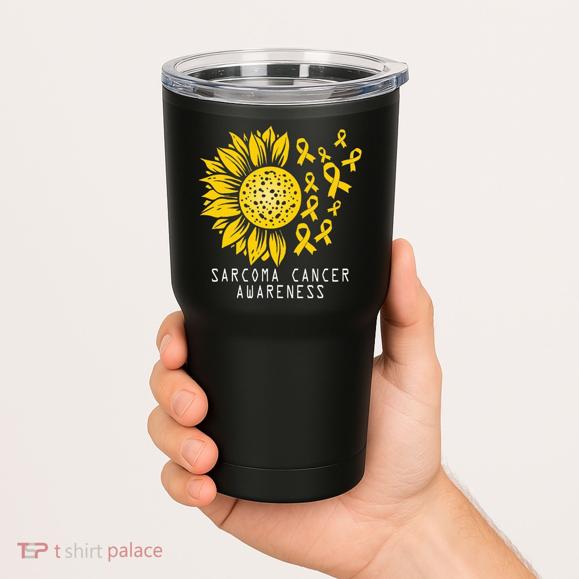 Sarcoma Cancer Awareness Sunflower Yellow Ribbon Sarcoma Tumbler