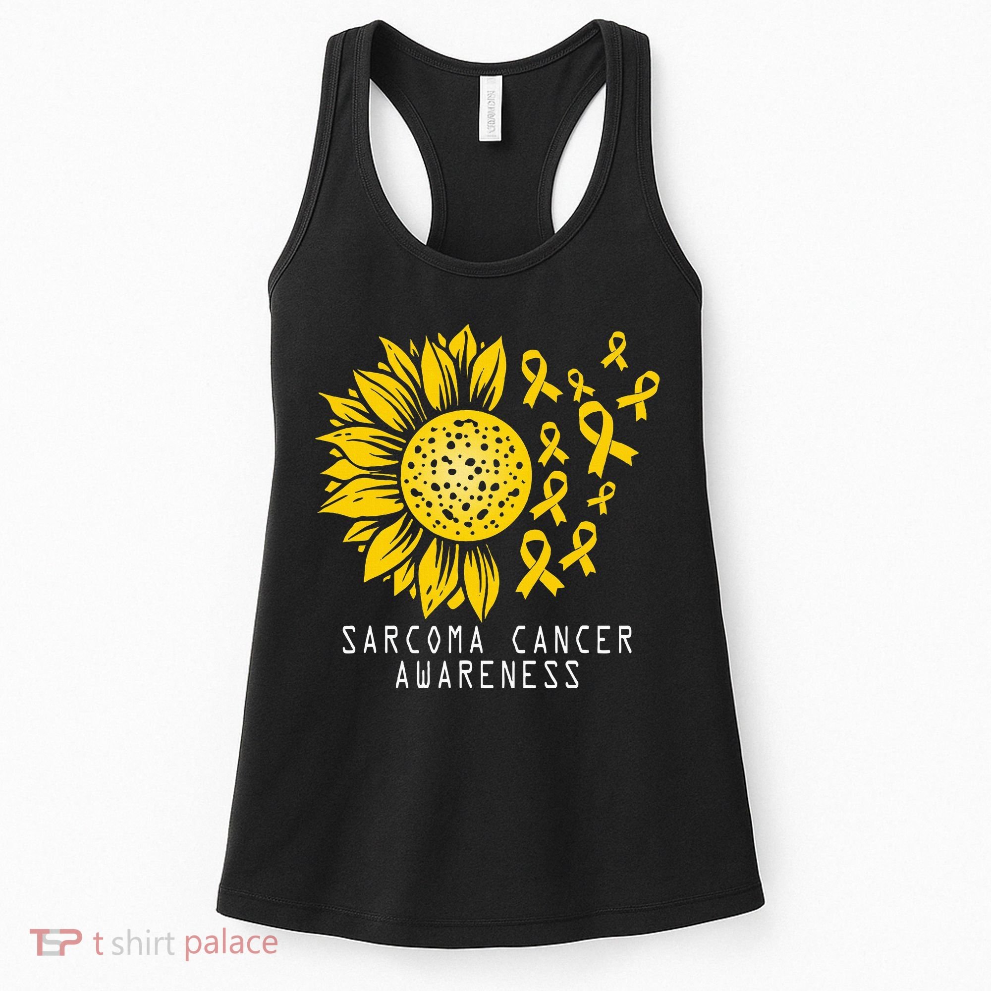 Sarcoma Cancer Awareness Sunflower Yellow Ribbon Sarcoma Women's Tank Top