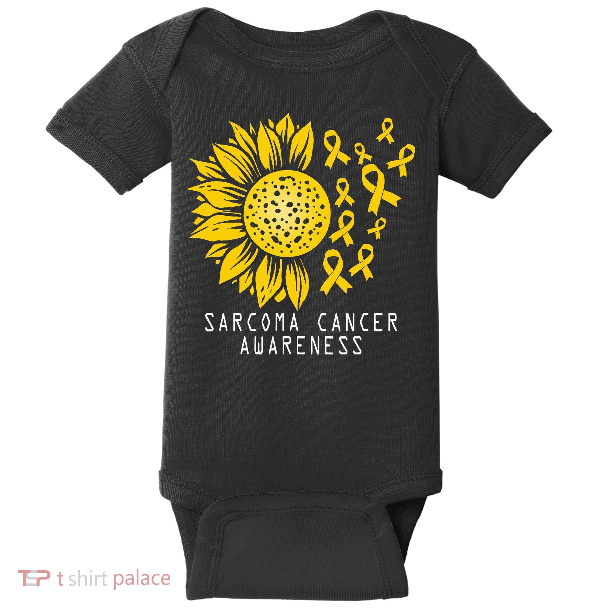 Sarcoma Cancer Awareness Sunflower Yellow Ribbon Sarcoma Baby Bodysuit
