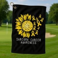 Sarcoma Cancer Awareness Sunflower Yellow Ribbon Sarcoma Golf Towel thumb 1