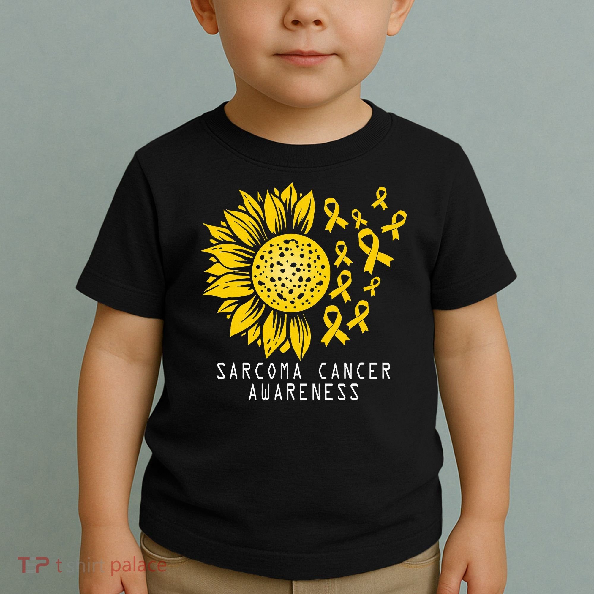 Sarcoma Cancer Awareness Sunflower Yellow Ribbon Sarcoma Toddler T-Shirt