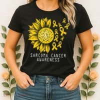 Sarcoma Cancer Awareness Sunflower Yellow Ribbon Sarcoma Women's T-Shirt thumb 2