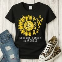Sarcoma Cancer Awareness Sunflower Yellow Ribbon Sarcoma Women's T-Shirt thumb 3