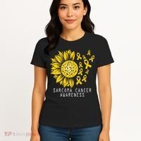 Sarcoma Cancer Awareness Sunflower Yellow Ribbon Sarcoma Women's T-Shirt thumb 4