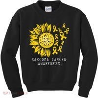 Sarcoma Cancer Awareness Sunflower Yellow Ribbon Sarcoma Kids Sweatshirt thumb 0