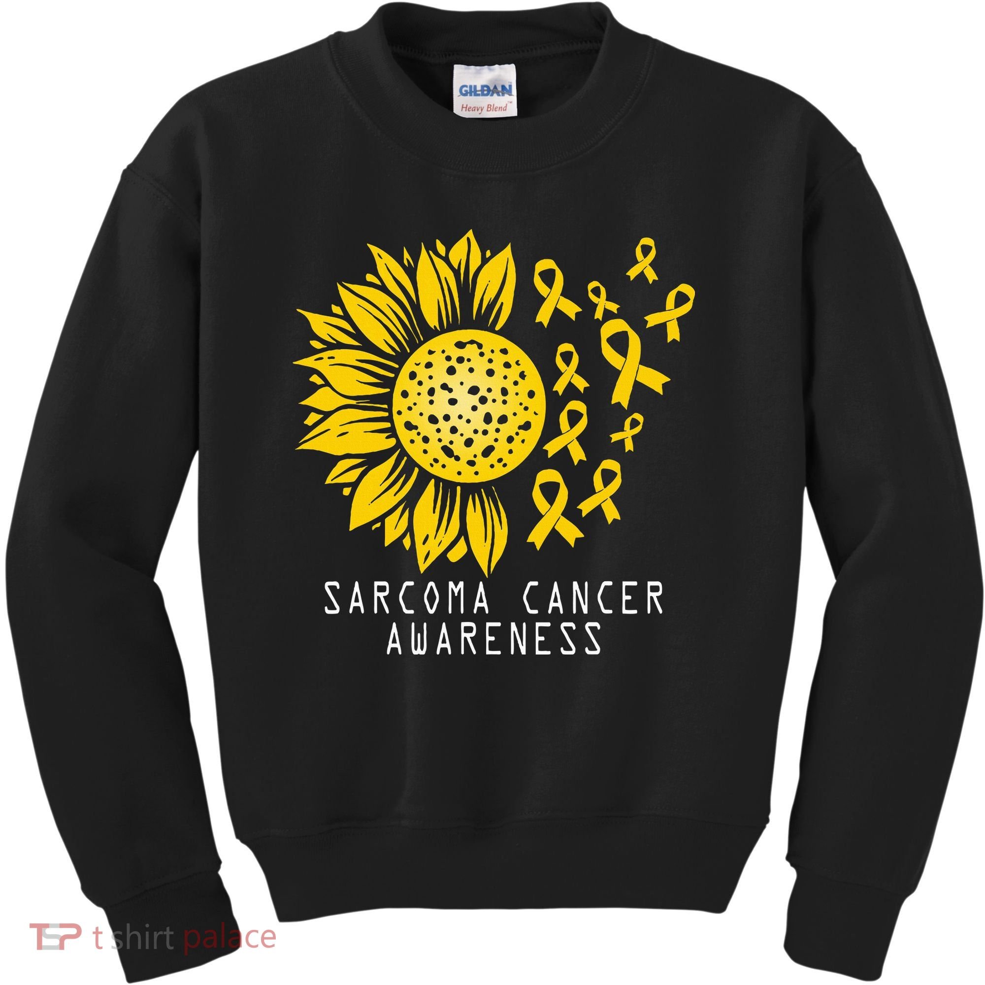 Sarcoma Cancer Awareness Sunflower Yellow Ribbon Sarcoma Kids Sweatshirt