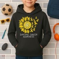 Sarcoma Cancer Awareness Sunflower Yellow Ribbon Sarcoma Kids Hoodie thumb 2