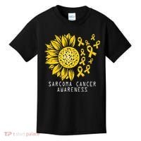 Sarcoma Cancer Awareness Sunflower Yellow Ribbon Sarcoma Kids T-Shirt thumb 0