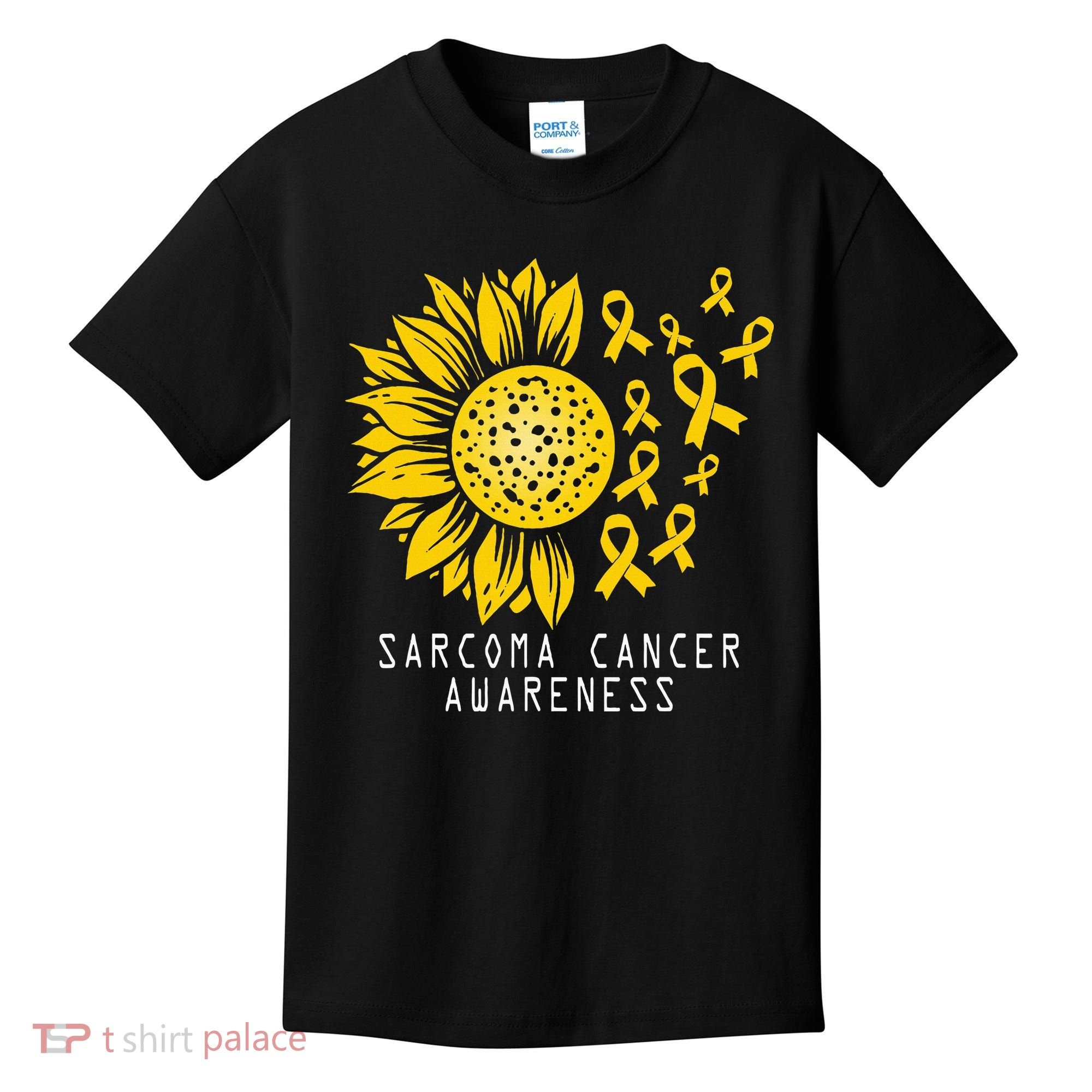 Sarcoma Cancer Awareness Sunflower Yellow Ribbon Sarcoma Kids T-Shirt