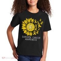 Sarcoma Cancer Awareness Sunflower Yellow Ribbon Sarcoma Kids T-Shirt thumb 2