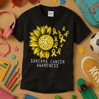 Sarcoma Cancer Awareness Sunflower Yellow Ribbon Sarcoma Kids T-Shirt thumb 3