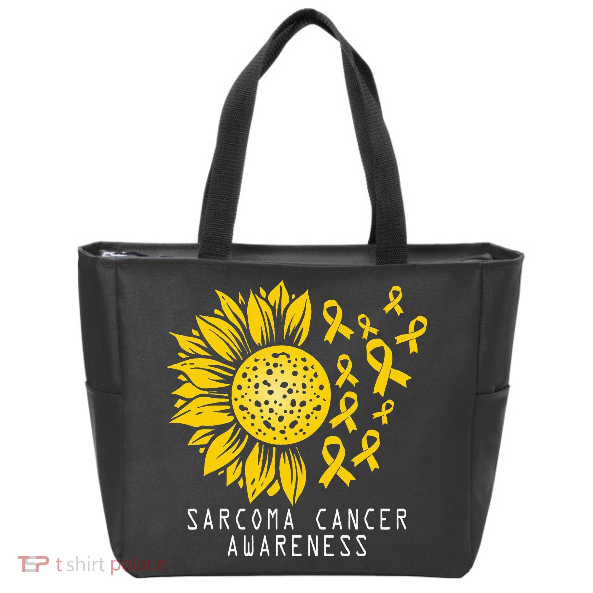 Sarcoma Cancer Awareness Sunflower Yellow Ribbon Sarcoma Tote Bag