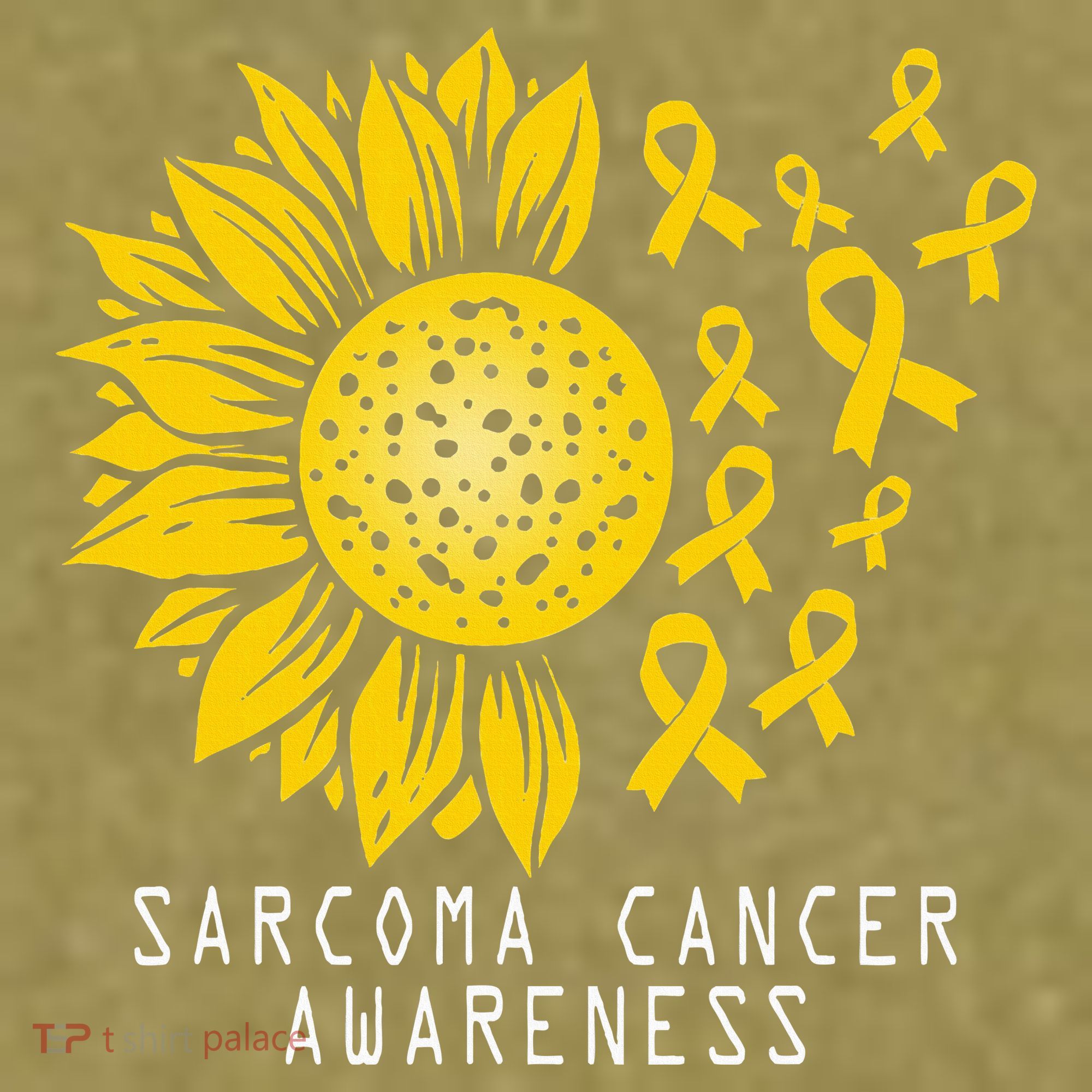 Sarcoma Cancer Awareness Sunflower Yellow Ribbon Sarcoma Garment-Dyed Women's Muscle Tee