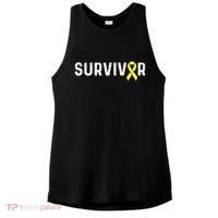 Sarcoma Cancer Awareness Yellow Ribbon Survivor Remission Gift Ladies PosiCharge Tri-Blend Wicking Tank thumb 0