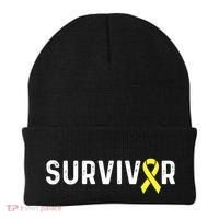 Sarcoma Cancer Awareness Yellow Ribbon Survivor Remission Gift Beanie thumb 0