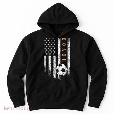 Soccer Coach American Flag Design Soccer Trainer Coaching Hoodie