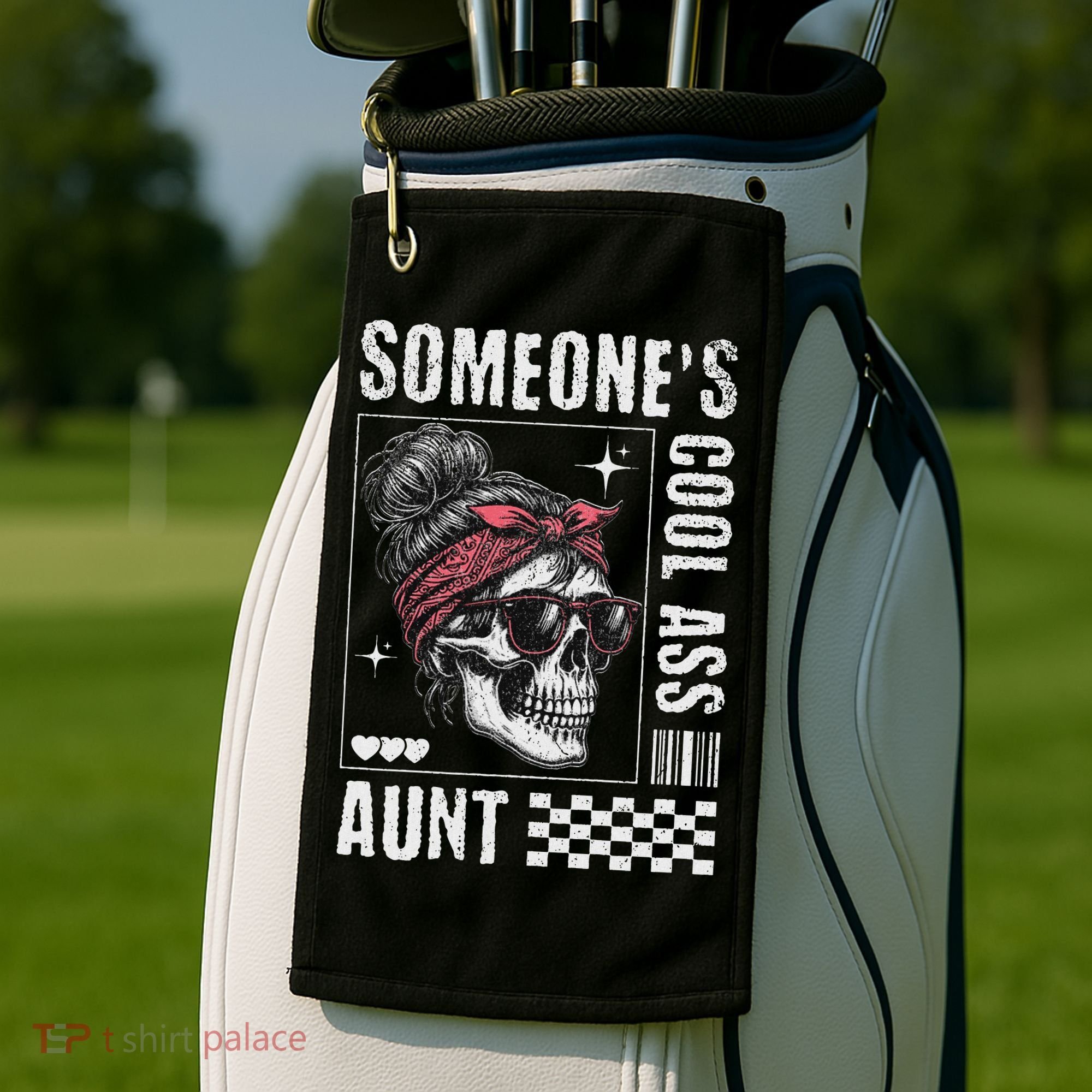 SomeoneS Cool Ass Aunt Funny Skeleton Golf Towel