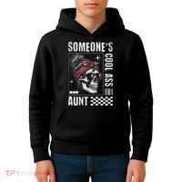 SomeoneS Cool Ass Aunt Funny Skeleton Kids Hoodie thumb 4