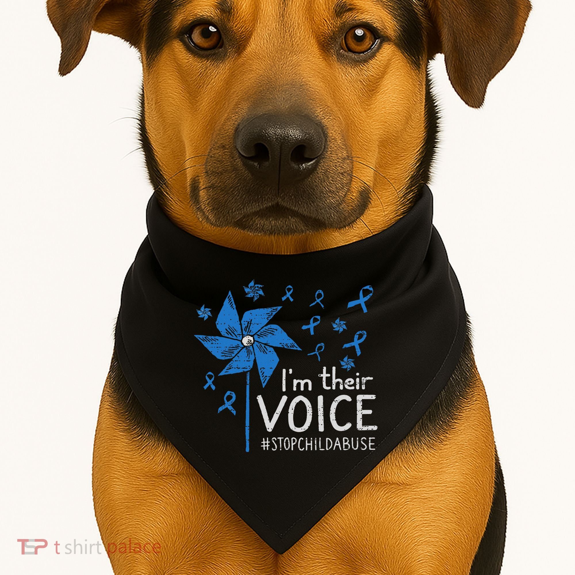 Stop Child Abuse Child Abuse Prevention Awareness Pinwheel USA-Made Doggie Bandana
