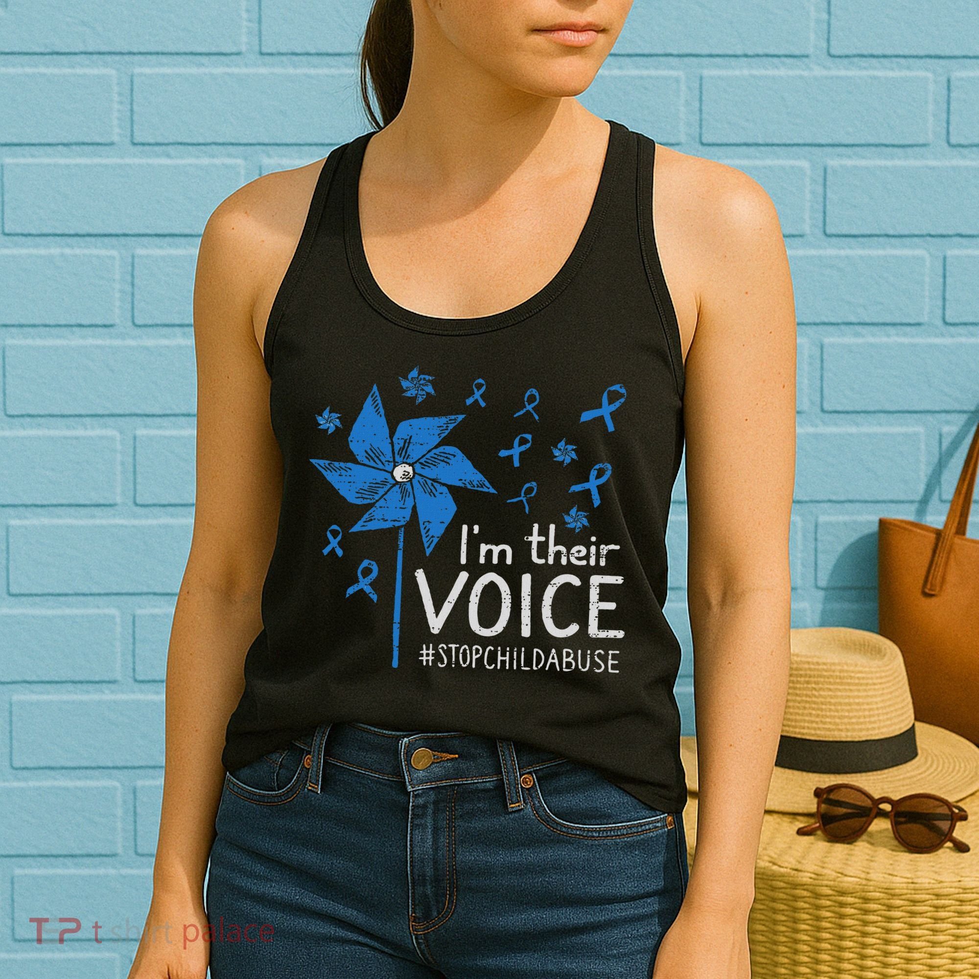 Stop Child Abuse Child Abuse Prevention Awareness Pinwheel Women's Tank Top