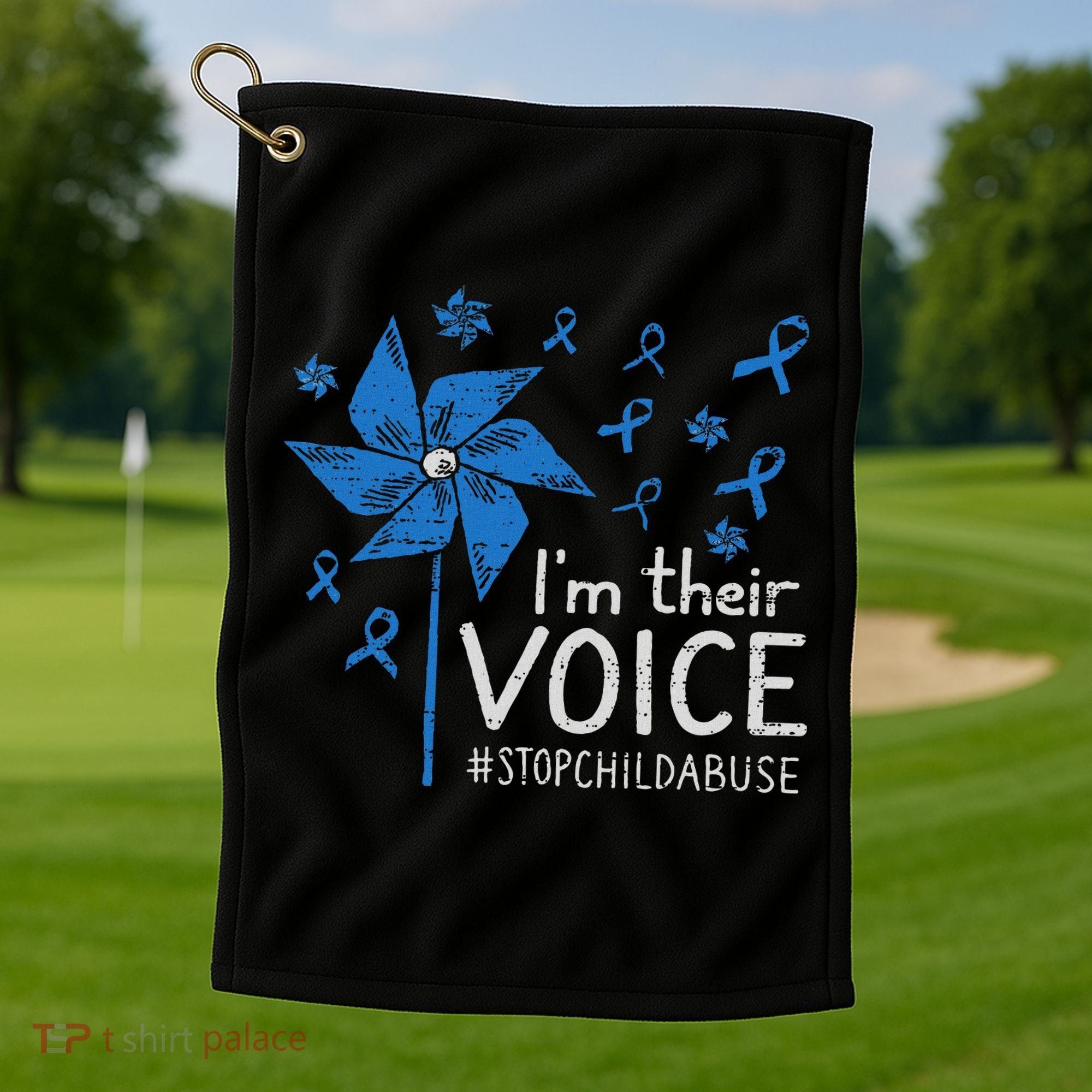 Stop Child Abuse Child Abuse Prevention Awareness Pinwheel Golf Towel
