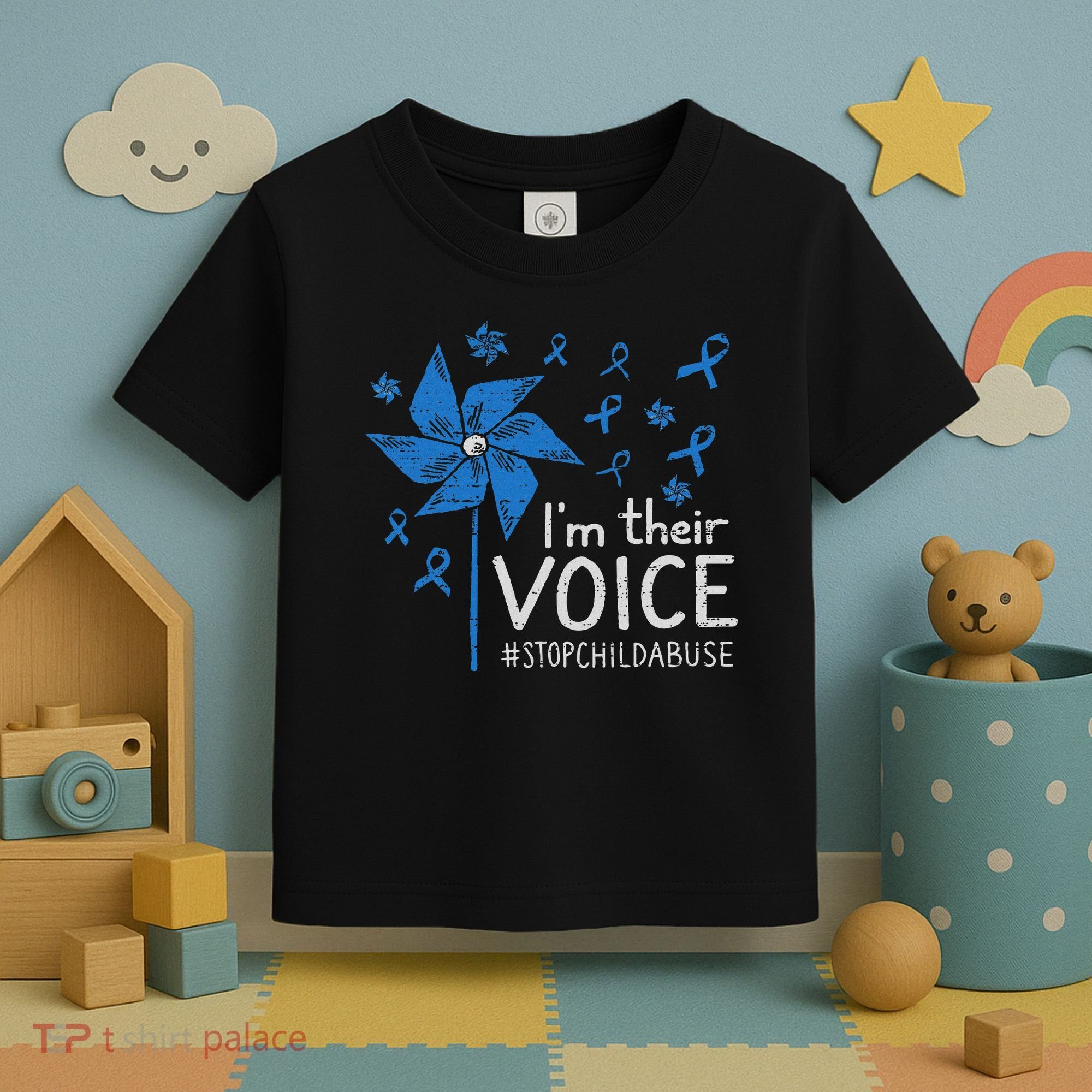 Stop Child Abuse Child Abuse Prevention Awareness Pinwheel Toddler T-Shirt