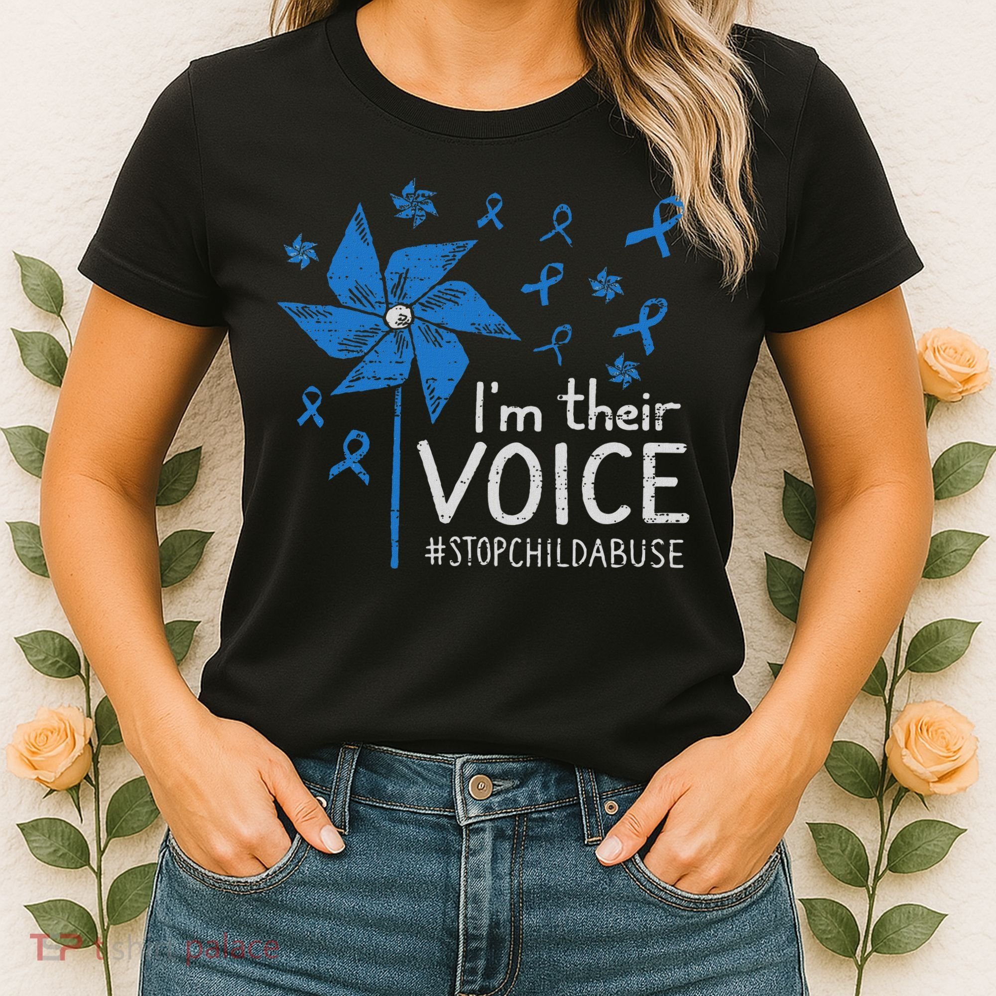Stop Child Abuse Child Abuse Prevention Awareness Pinwheel Women's T-Shirt