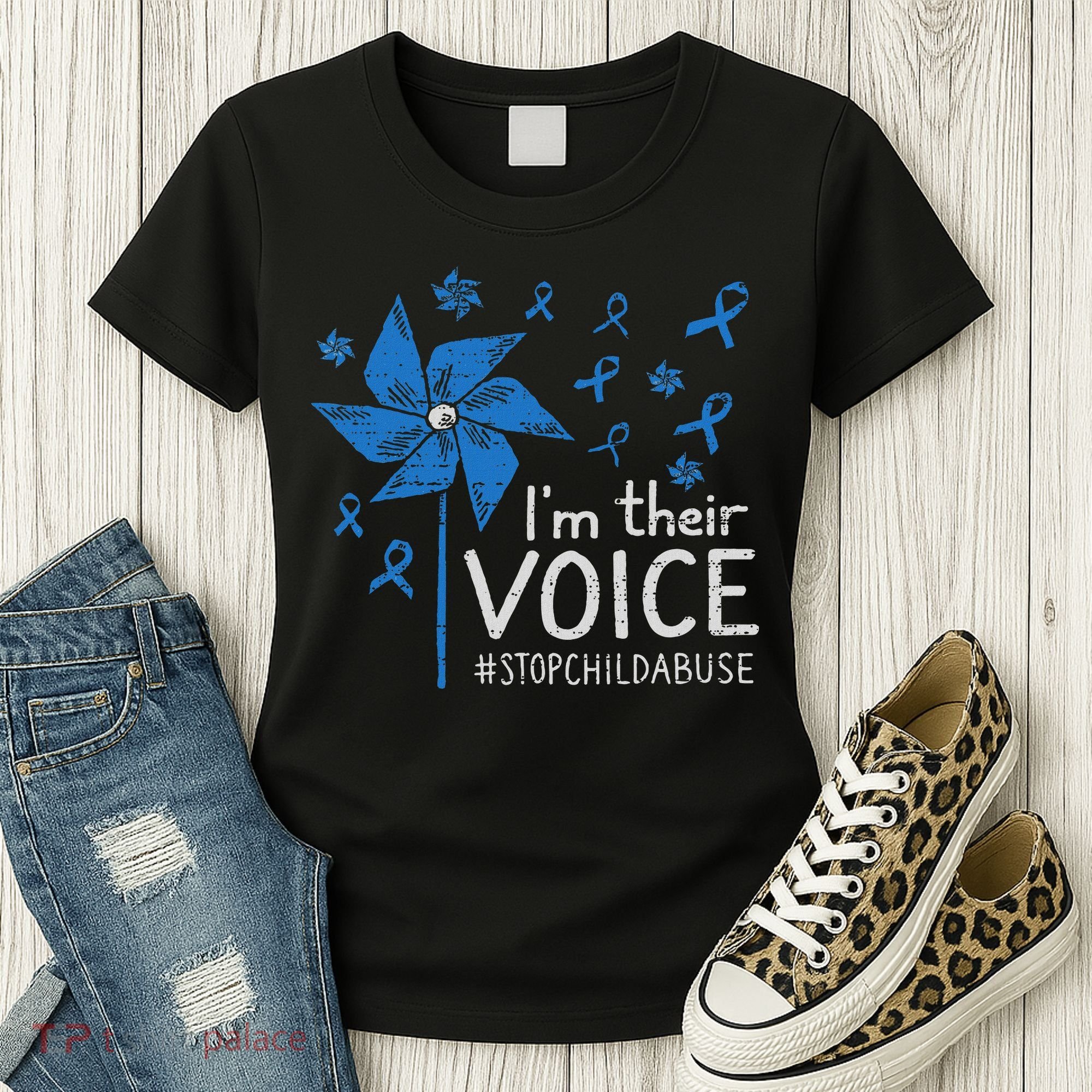 Stop Child Abuse Child Abuse Prevention Awareness Pinwheel Women's T-Shirt