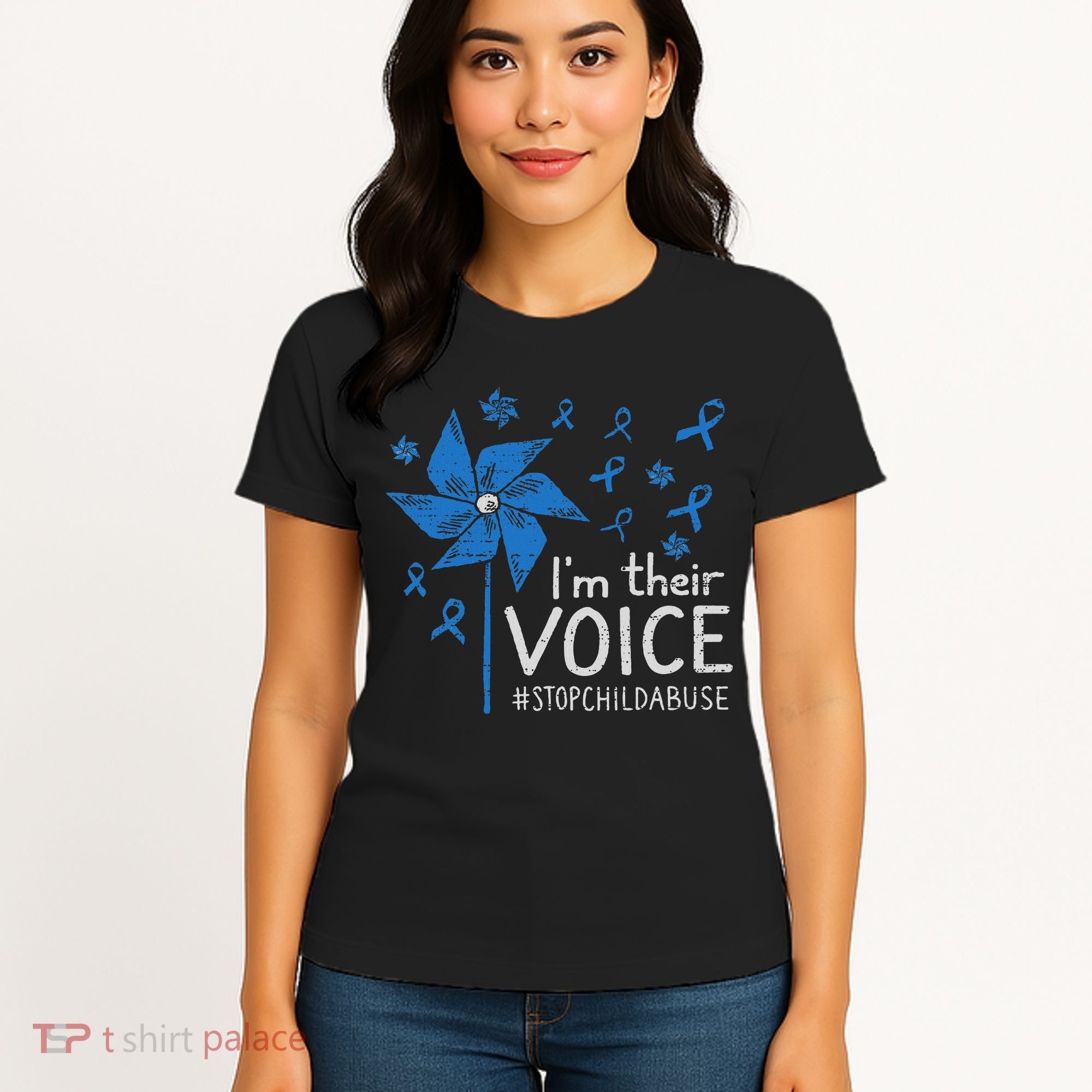 Stop Child Abuse Child Abuse Prevention Awareness Pinwheel Women's T-Shirt