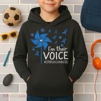 Stop Child Abuse Child Abuse Prevention Awareness Pinwheel Kids Hoodie thumb 2